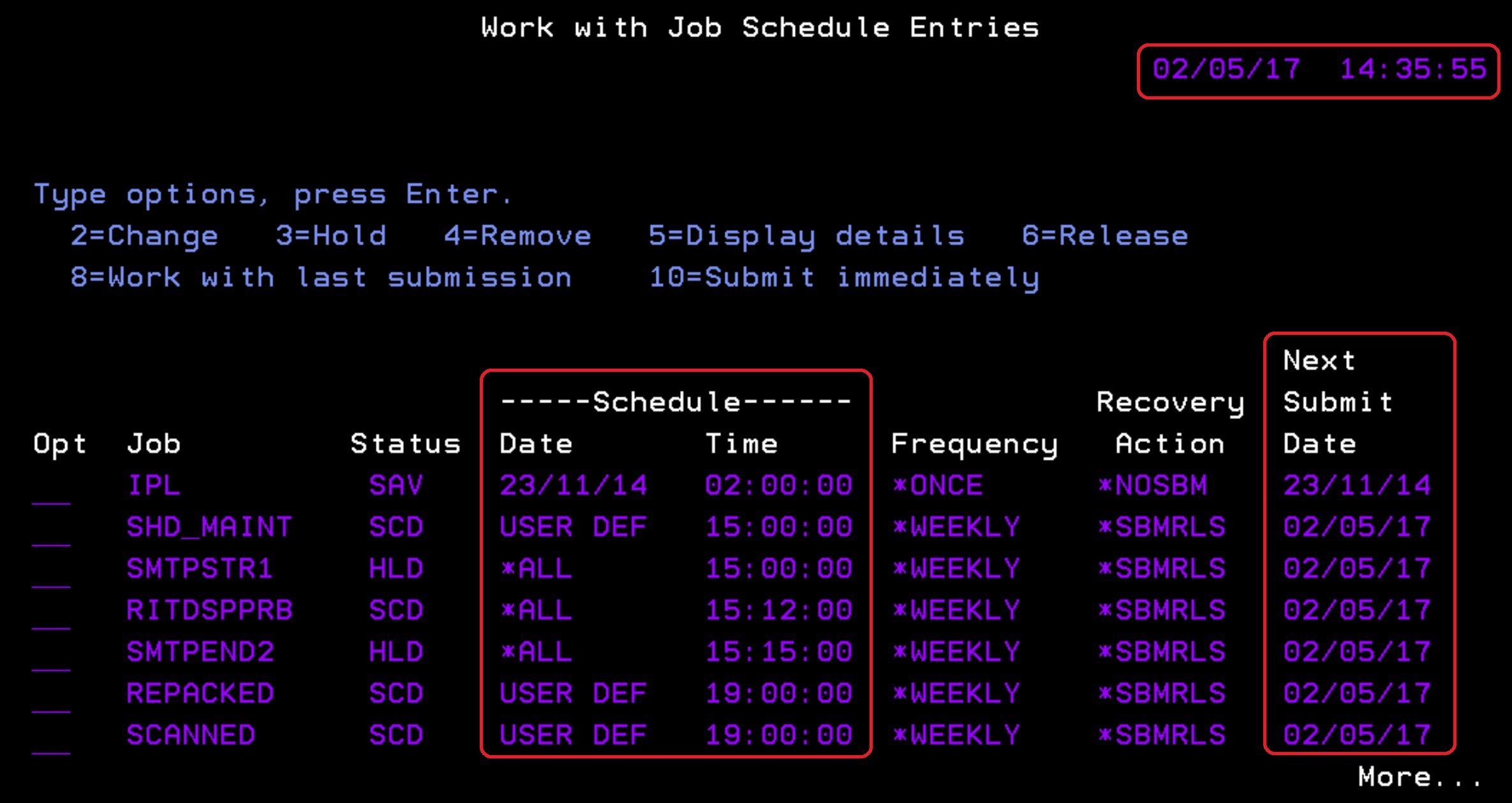 Protip Note WRKJOBSCDE – Working with Job Scheduled Entries